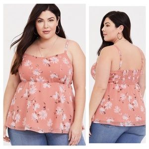 Torrid 11686026 Pink Falling Daisy Floral Print Babydoll Chiffon Cami Size 2X